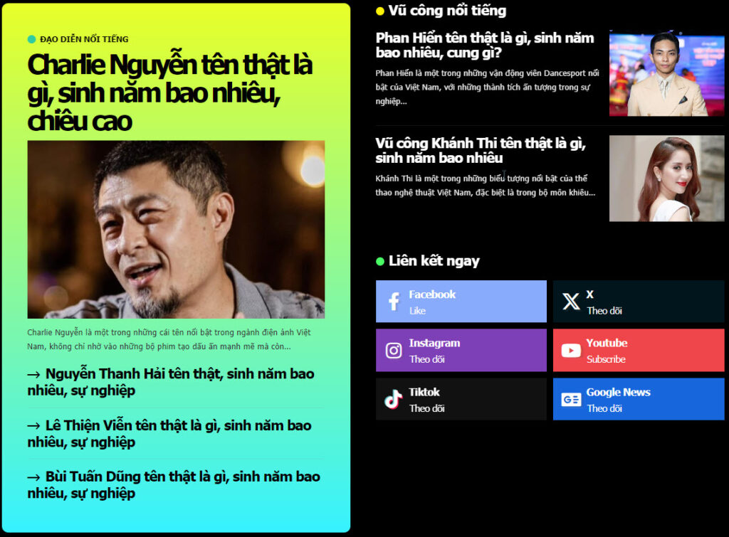 Nghệ sĩ trẻ – Website Tổng hợp thông tin và tin tức showbiz Việt