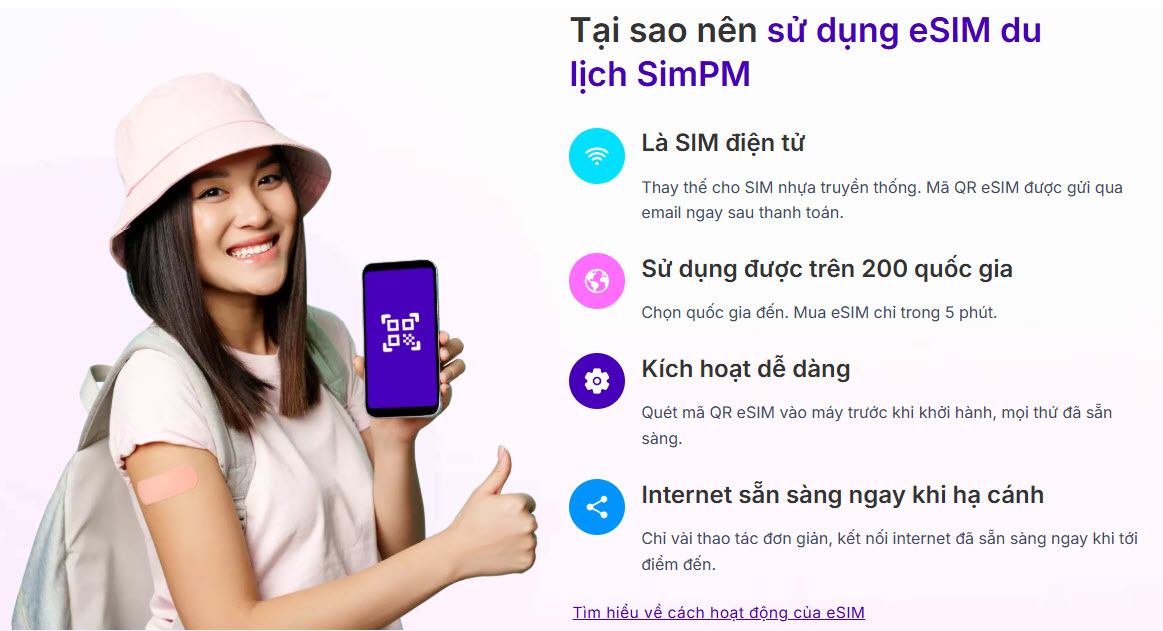 SimPM – Mua eSIM Du Lịch 4G/5G Phủ Sóng hơn 200 Quốc Gia – Khám Phá Kết Nối Toàn Cầu